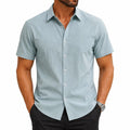 Chemise homme M bleu gris à manches courtes col classique style décontracté