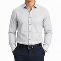 Chemise homme M en tissu gris clair à manches longues coupe ajustée
