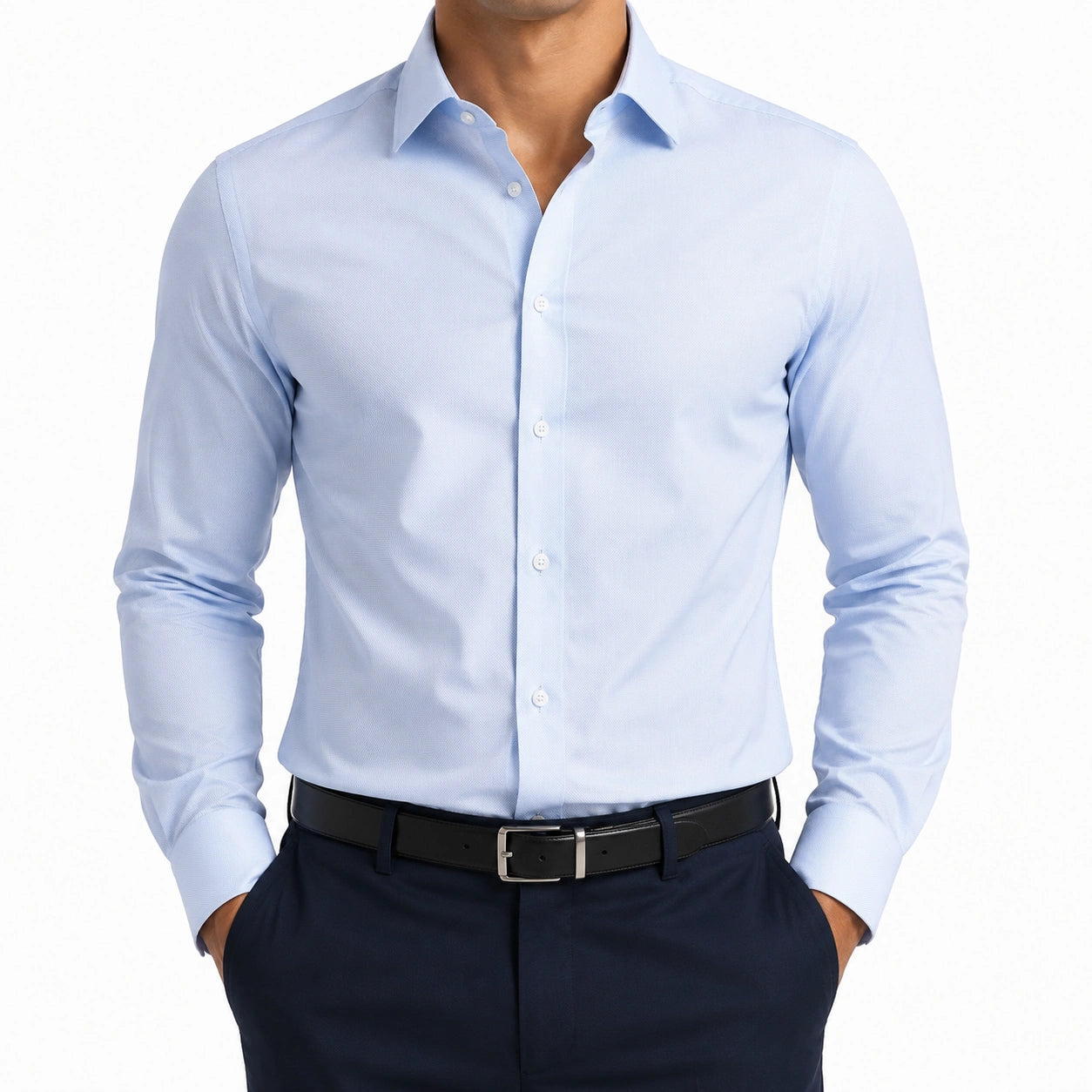 Chemise homme taille M bleu clair manches longues coupe ajustée
