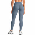 Legging de sport femme taille M bleu gris tissu extensible taille haute ajusté