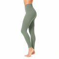 Legging femme taille M vert sauge tissu extensible taille haute ajusté yoga