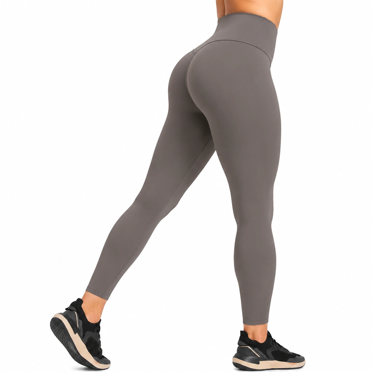 Legging de sport femme taille S gris en tissu extensible taille haute ajusté