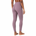 Legging de sport femme taille L en tissu extensible mauve taille haute avec poche latérale