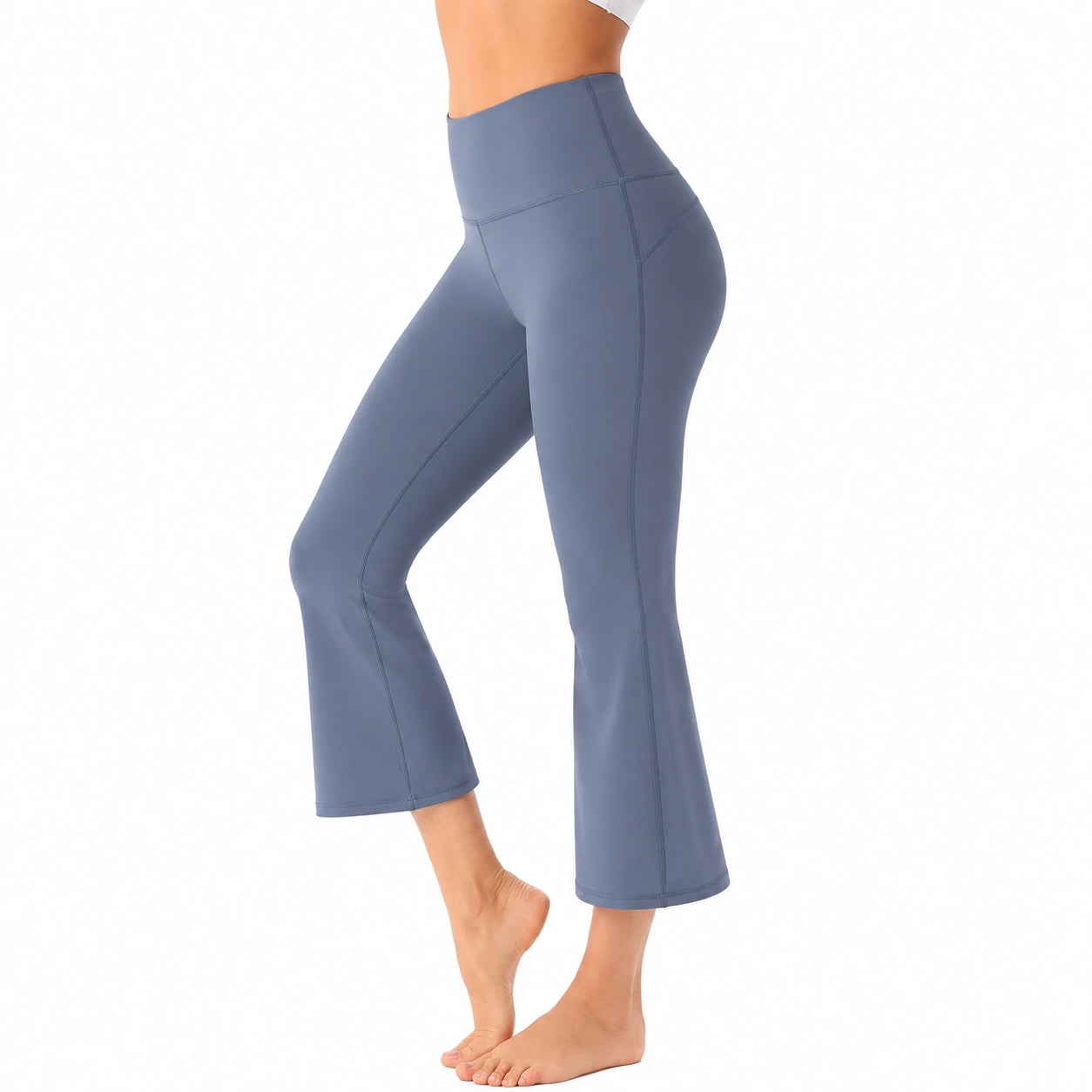 Legging de sport évasé M en tissu extensible bleu ardoise taille haute
