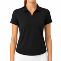 Polo femme taille S noir en tissu synthétique à manches courtes style sport