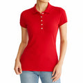 Polo femme S en maille piquée rouge à manches courtes style décontracté