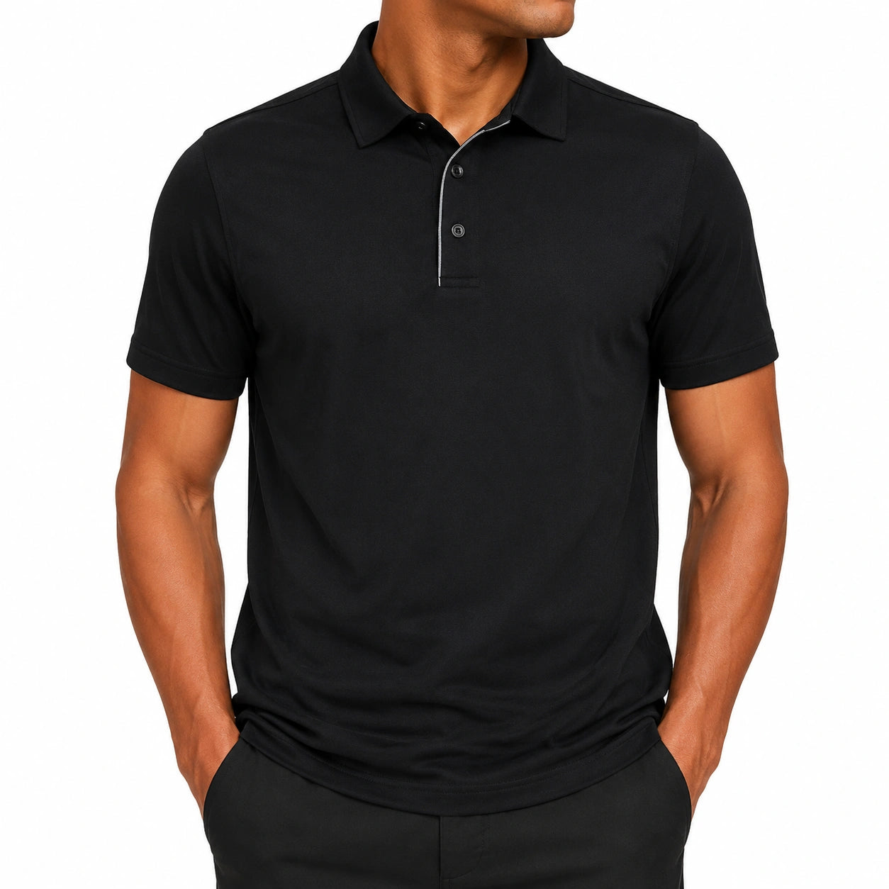 Polo homme taille M en textile noir à manches courtes style sobre