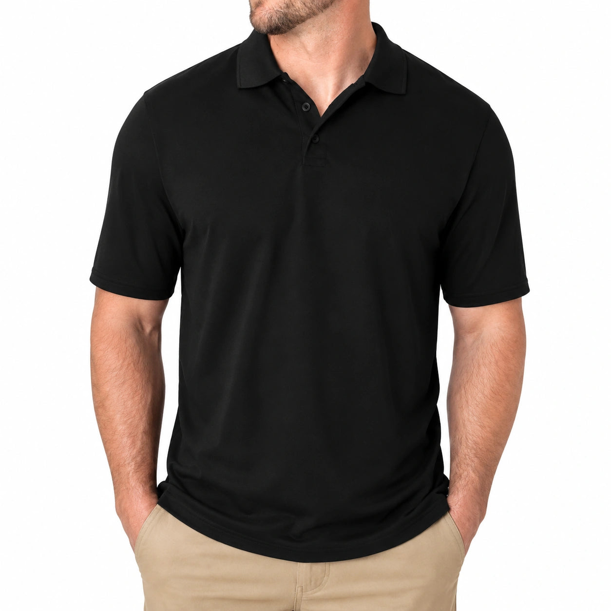 Polo homme M noir en tissu à manches courtes style classique
