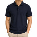 Polo homme L en tissu bleu marine à manches courtes style classique