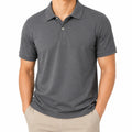Polo homme taille L en maille gris anthracite à manches courtes style décontracté