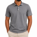 Polo homme XL gris en tissu synthétique à manches courtes style classique