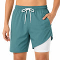 Short de bain homme M turquoise avec doublure blanche taille élastique et poches