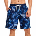 Short de bain homme taille M tissu synthétique bleu marine motif feuillage avec cordon de serrage