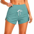 Short de bain femme taille L en tissu synthétique vert taille haute à cordon