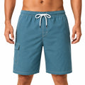 Short de bain homme XL en tissu synthétique bleu avec cordon de serrage et poches cargo