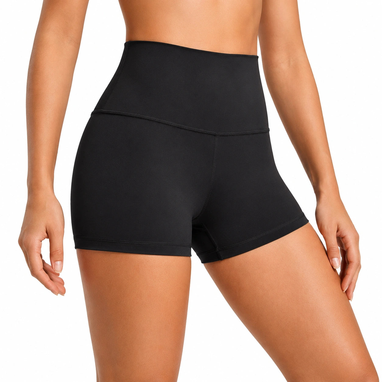 Short cycliste femme M noir taille haute extensible