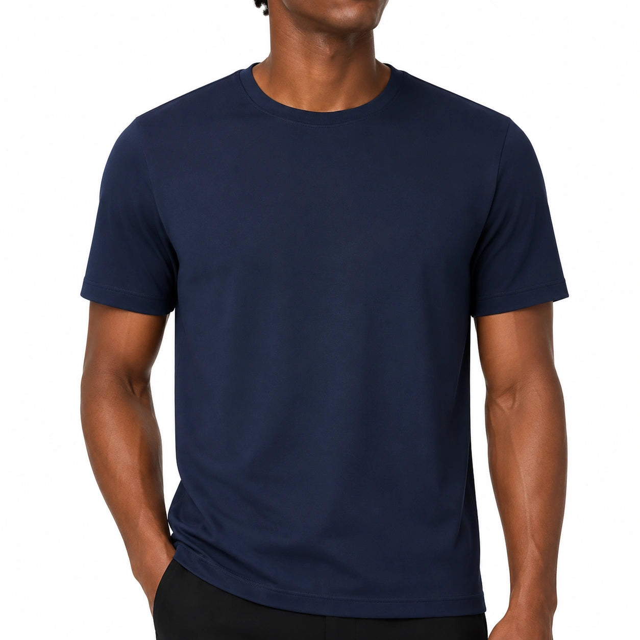 T-shirt homme M bleu marine en maille textile - coupe droite