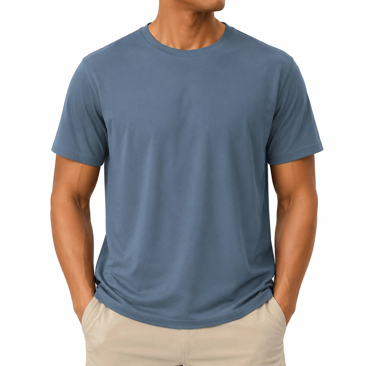 T-shirt homme M bleu à manches courtes pour quotidien coupe droite