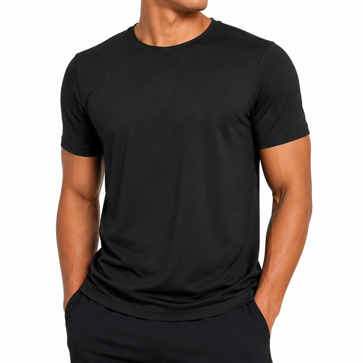 T-shirt homme L noir en tissu extensible sport à manches courtes