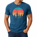 T-shirt homme L bleu en textile imprimé paysage à manches courtes