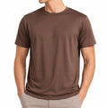T-shirt homme L en tissu synthétique marron col rond coupe droite